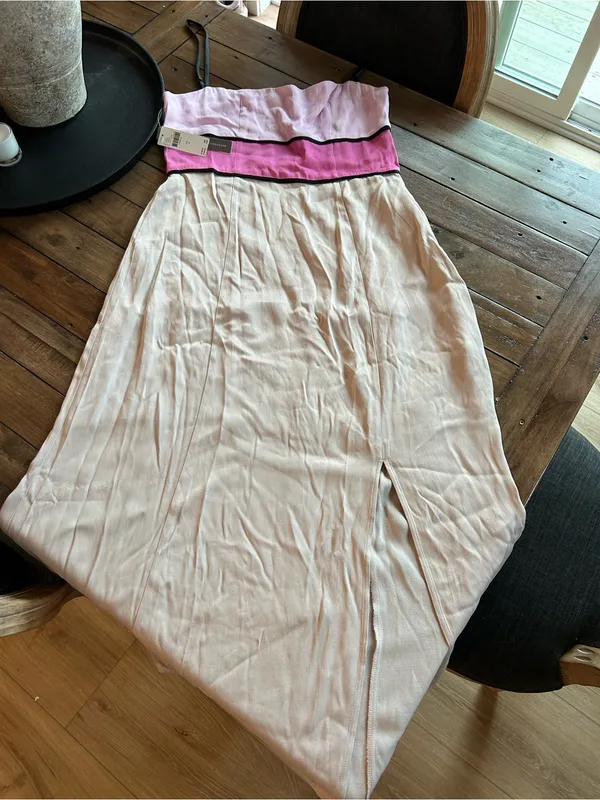 NWT Anthropologie Maeve Colorblock Pink Slip Midi Dress 4 - Image 5
