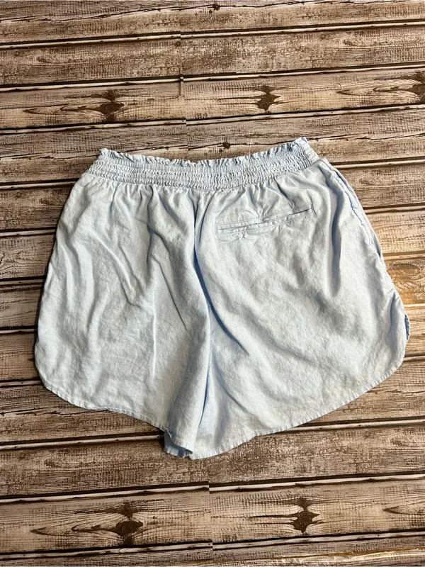 aerie Light Blue Wide-Leg Linen Blend Lounge Shorts Coastal Vacation Size Small - Image 3