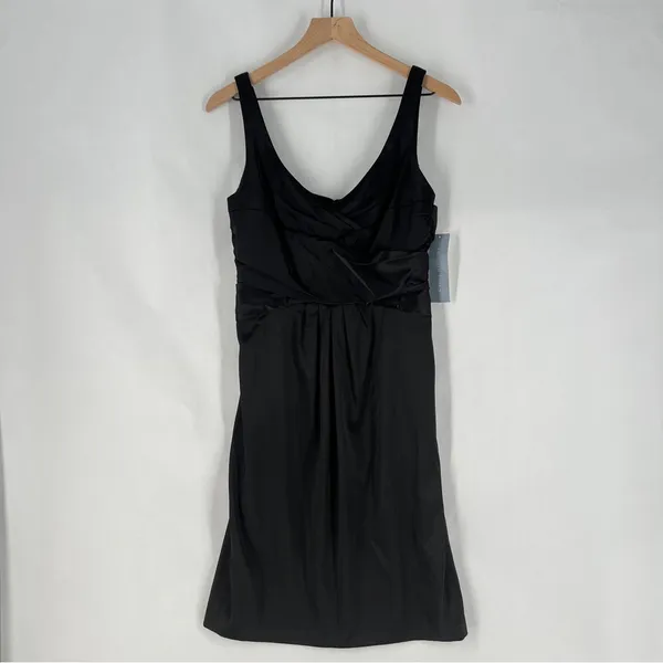 London Times Elegant Black Stretch Satin Sleeveless Sheath Dress NWT Size‎ 10 - Image 2
