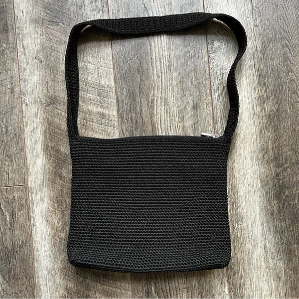 The Sak Original Crochet Knit Black Purse Shoulder Bag Medium Handbag - Image 5