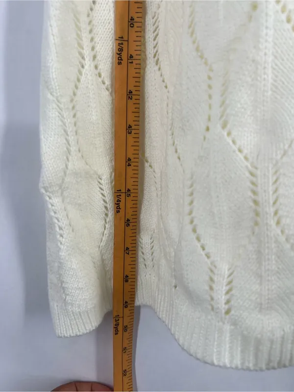 Knit Mix Ivory Pointelle Open Knit Maxi Dress Size M - Image 10
