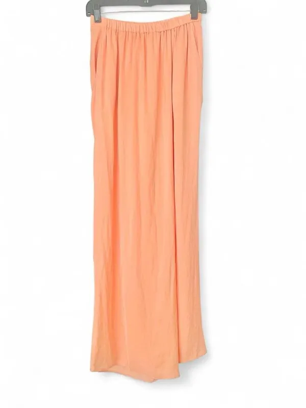Zara Basic Peach Orange Flowy Wide Leg Silky Palazzo Pants XS - Image 2