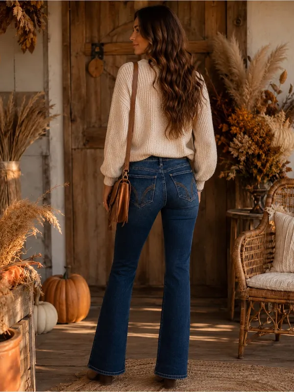 Hollister Deep Blue High-Rise Flare Jeans - Image 2