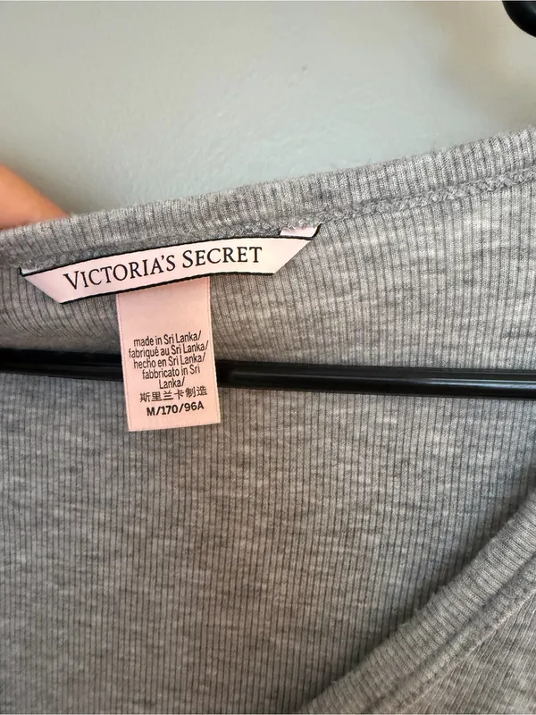 Victoria's Secret Light Gray Long-Sleeve V-Neck Henley Top - Image 2