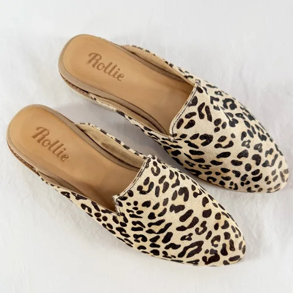 Rollie Derby Mule in Camel Leopard Size 8‎ or 39 Brown - Image 4