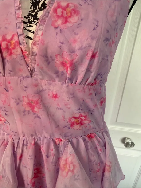 Altar'd State Lavender Pink Floral Halter Maxi Dress - Image 10