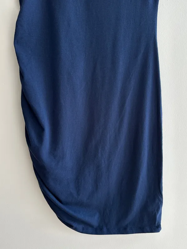 MICHAEL Michael Kors Navy Blue Ruched Cinched Casual Dress, Size Medium - Image 13