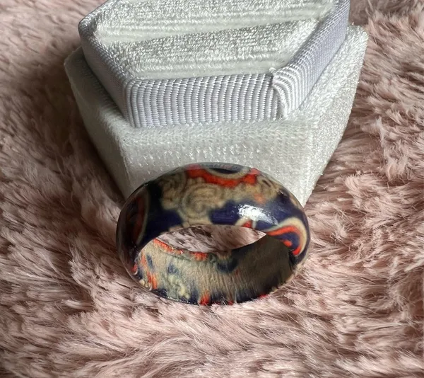Retro Totem Pattern Ethnic Wooden Neutral Ring Size 8 Multiple - Image 2