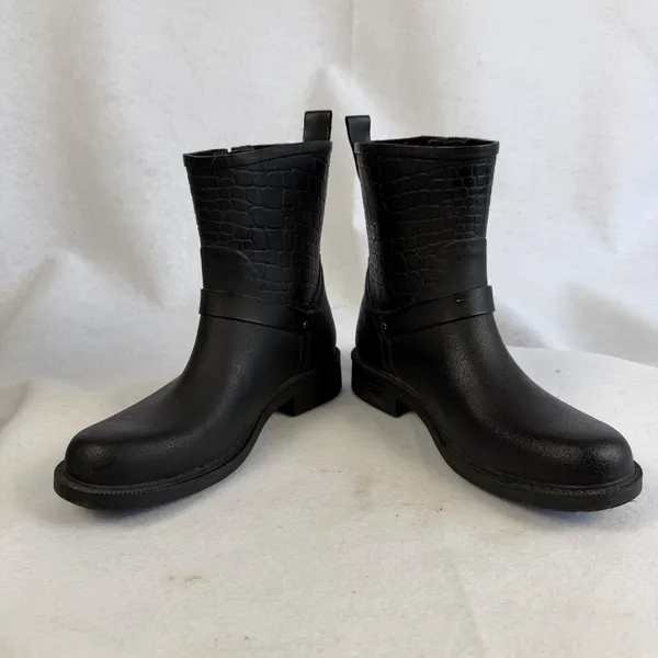 Sam Edelman Keigan Womens 8‎ Black Buckle Rubber Croc Embossed Rain Boots - Image 10