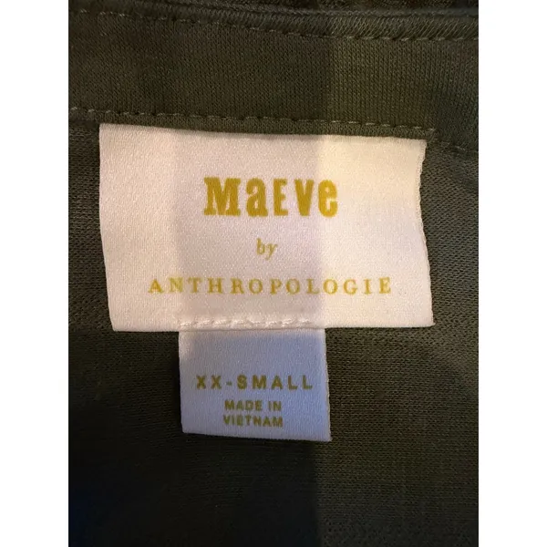 Maeve Audre Top Women XXS Olive Green Textured Faux Wrap Long Sleeve Boho - Image 7