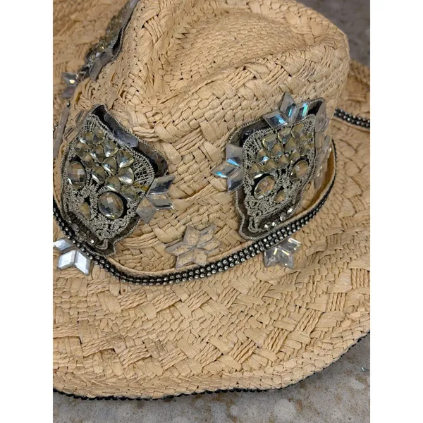 Whittall & Shon Gothic Glam Skull Rhinestone Cowgirl Hat Western Glam - Image 3