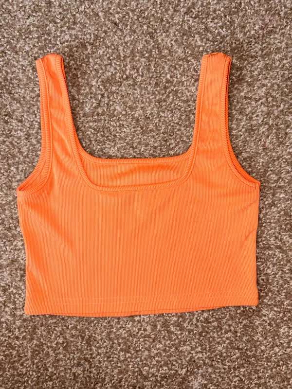 Orange Ribbed Tank Top Size XS - Image 2