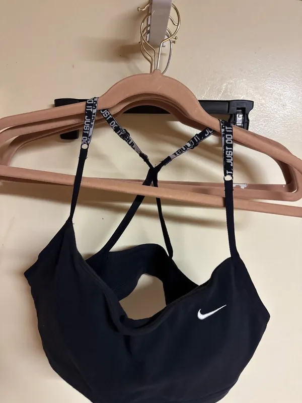 Nike Dri-FIT Black Sports Bra With Adjustable Straps & Just Do It Logo. Lightwei - Image 4