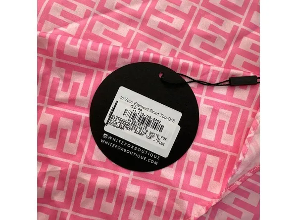 White Fox Boutique - In Your Element Monogram Scarf Top in Pink - Image 3