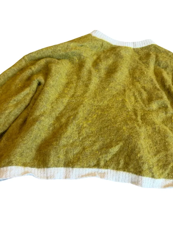 Free People Serendipity V-Neck Fuzzy Sweater Unique Green Boxy Cropped Sz Large - Image 11