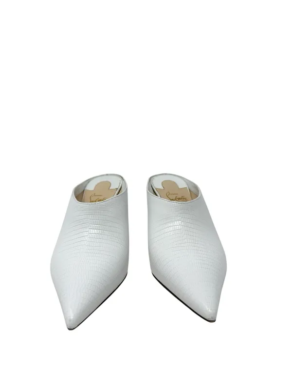 Christian Louboutin Zarli Quart White Leather Pointed Toe Mules Size 39.5 - Image 4