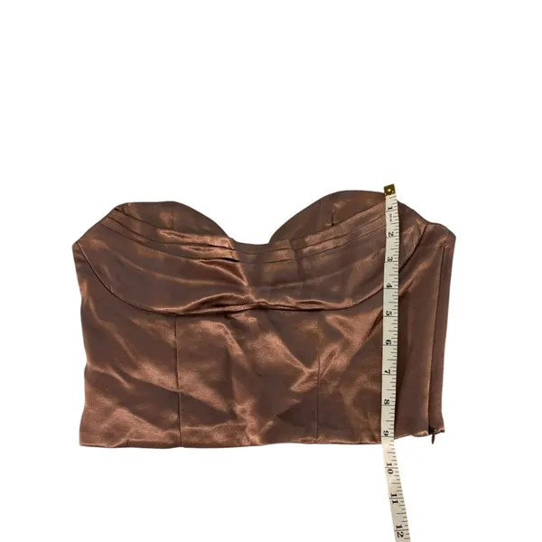 Zara Satin Effect Corset Top Rose Bronze Strapless Bustier Women S NWT - Image 10