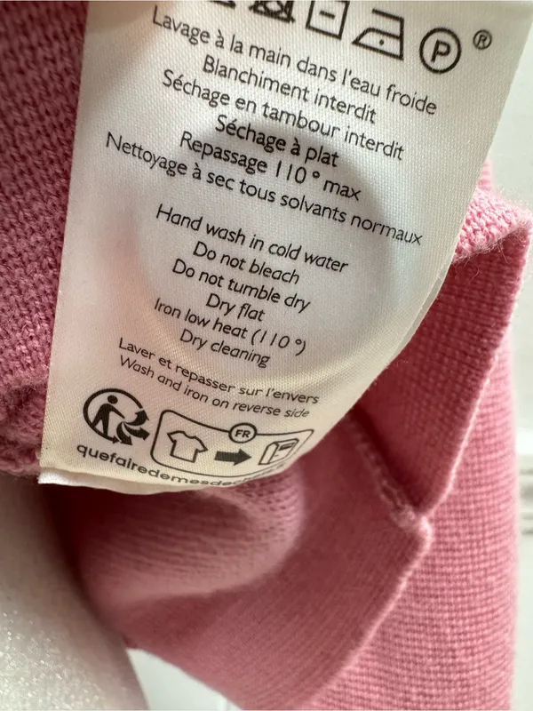 Sézane Betty Knit Long Sleeve Cardigan Merino Wool Rose Los Angeles Pink Medium - Image 7