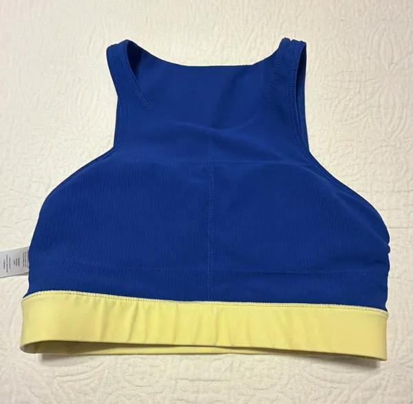 WILO Blue Sports Bra with Pastel Stripe Detail - Image 4