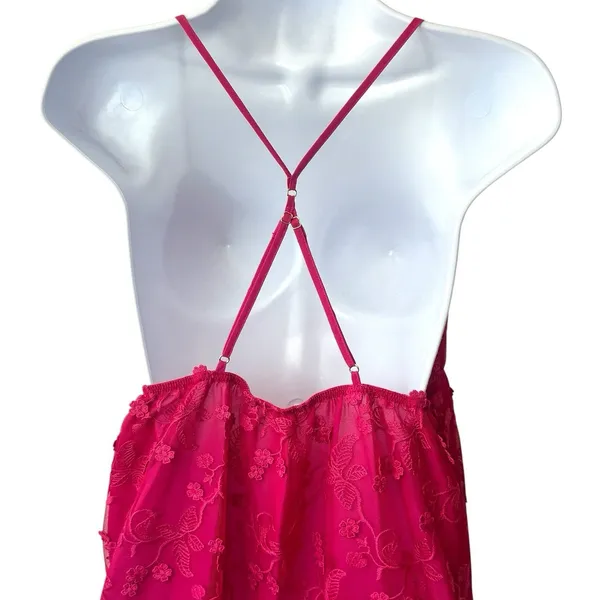 NEW Flora Nikrooz Meg‎ Floral Embroidered Chemise Pink Sleepwear Feminine S - Image 6