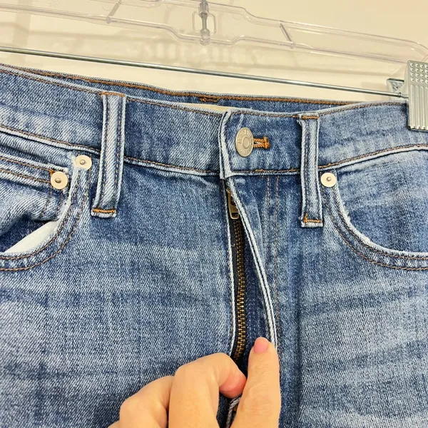 Madewell Size 25 Blue High Rise Slim Boyjean Distressed Raw Hem Jeans - Image 5