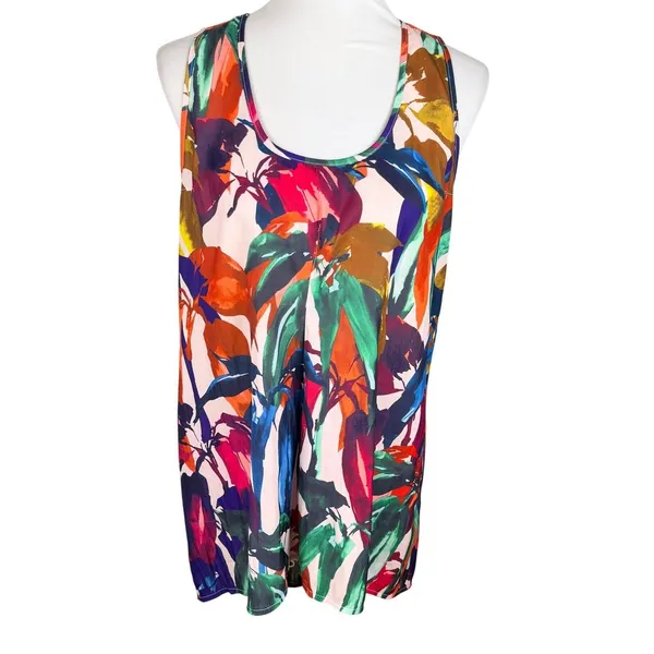 Marilyn Seyb Abstract Tropical Print Sleeveless Tank Top Size 10 - Image 2