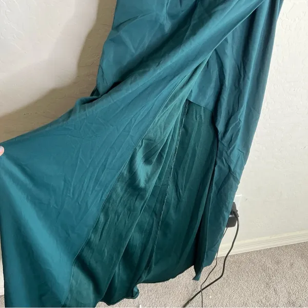 AZAZIE GALICIA Pine Mermaid Halter Pleated Stretch Chiffon Dress - Image 7
