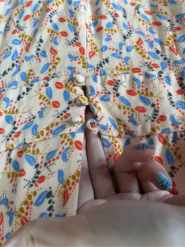 Free People Blush Pink Floral Print Romper with Blue & Red Accents - Image 11
