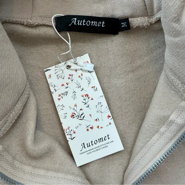 NWT Tan half zip hoodie Size M - Image 9