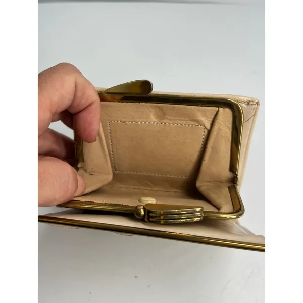 vintage Mid Century 50'-60 beaded evening clutch bag Wallet Coin Purse Gold - Image 3