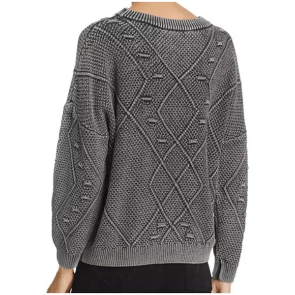 Rails Womens Lisette Vintage Black Textured Sweater Cropped Crewneck Size XS - Image 2