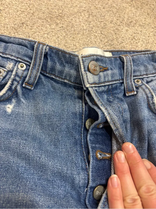 Reformation Size 28 Dixie Jorts High Rise Button Fly Bryce Wash Distressed - Image 11