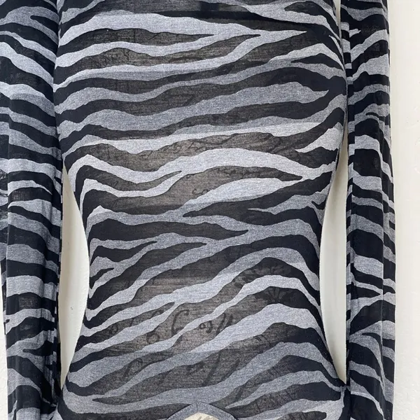 Express Blouse Long Sleeve Animal Print Small - Image 5