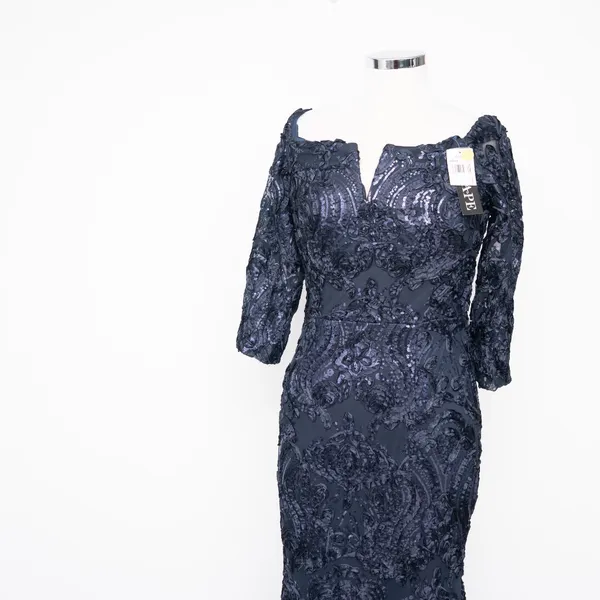 XSCAPE‎ | Sequin Embellished Off-The-Shoulder 3/4-Sleeve Gown - Image 10