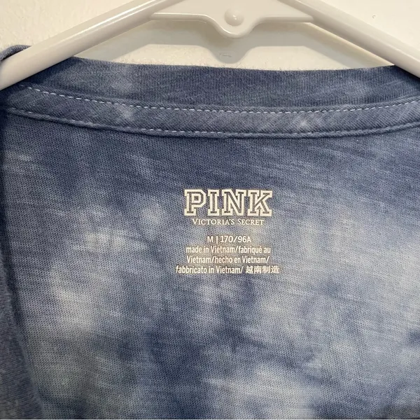 VS PINK VICTORIA'S SECRET PINK Perfect Crew Tee Blue Tie Dye Cotton Short Sleeve - Image 5