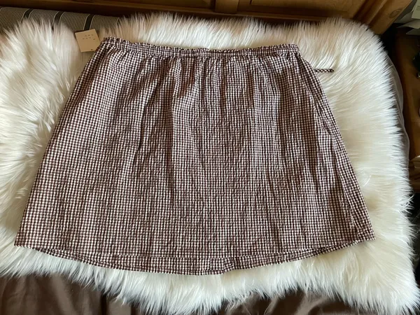 A New Day Brown Gingham Button Front Mini Skirt new  - Image 3