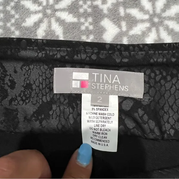 New Tina Stephens Black‎ Snake Print Pull On Pants Size 2 Dressy Casual Office - Image 6