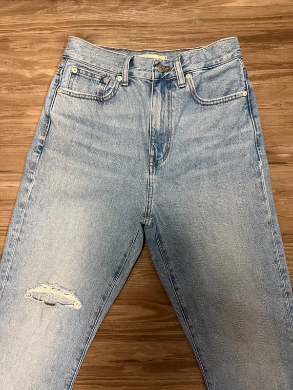 Madewell Tall ’90s Straight Jeans 25T Revoir Wash Distressed Raw Hem $128 - Image 3