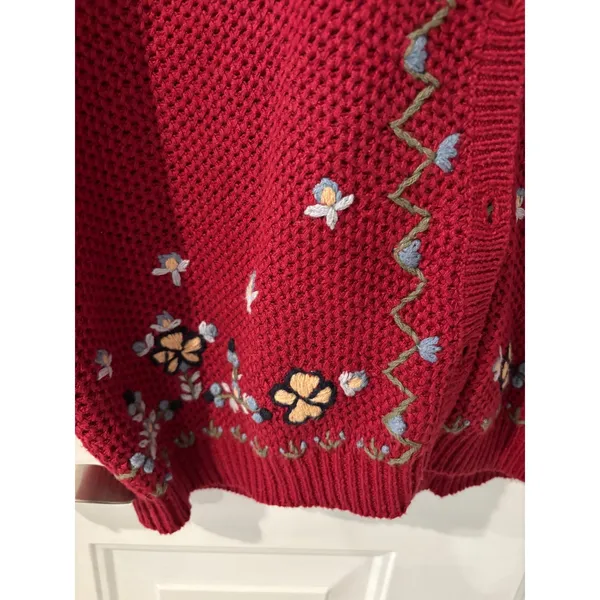 New‎ VTG Classic Elements Knit Vest Floral Embroidered Sleeveless Grandma Core - Image 3