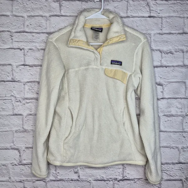 Patagonia Re-Tool Snap-T Fleece Pullover Womens Small White Cream Polartec 25442 - Image 2