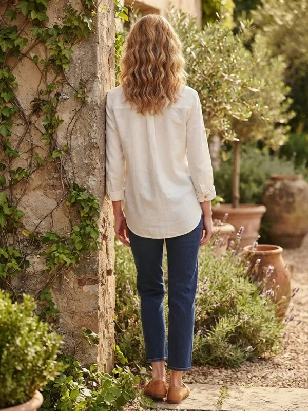 Theory "Corian" Luxury Linen-Blend Popover Utility Shirt M - Image 2