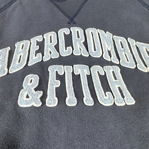 Y2K Abercrombie & Fitch Sweatshirt Women M Blue Lived In 3D Spellout Patch 90's - Image 2