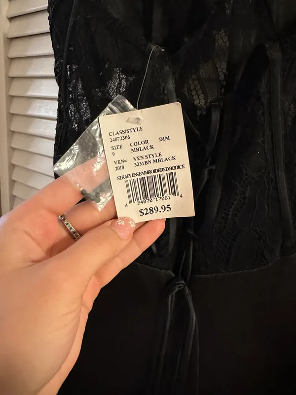 David’s Bridal Strapless Black Prom Dress - Image 4