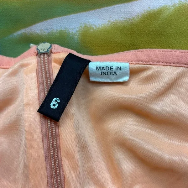 H&M Neon Orange Fruit Tropical Spaghetti V-Neck Sleeveless Mini Sundress Size 6 - Image 6