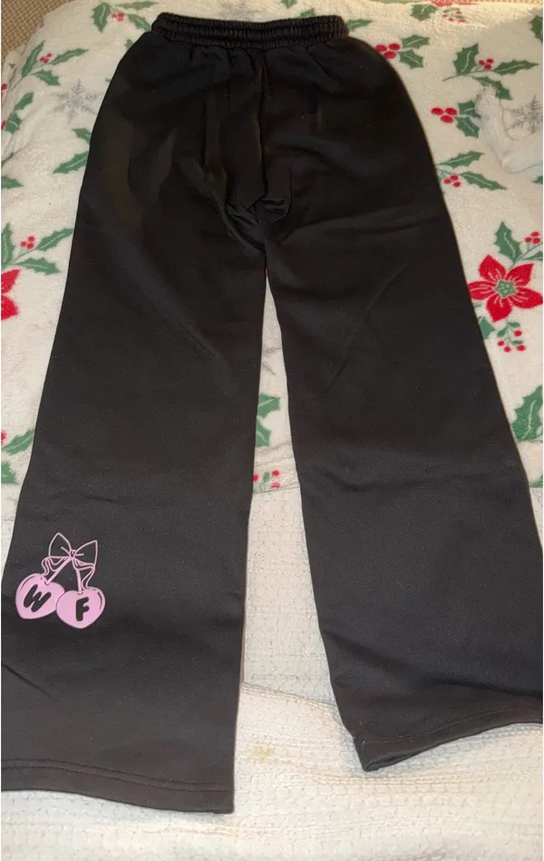 White Fox Feel the Love Wide Leg Sweatpants Black - Image 2