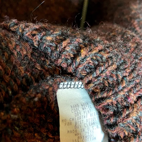 Vintage Alps Sweater Vest Marled Wool Knitted Full Zip Collared Brown M - Image 4