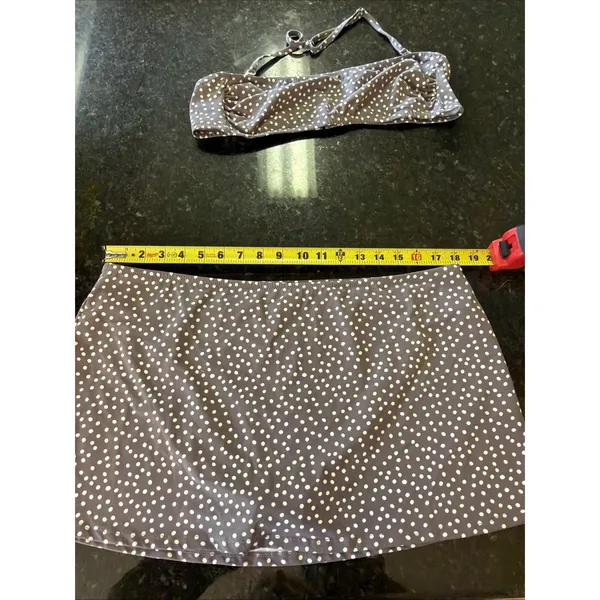 Garnet Hill‎ Swimsuit Bandeau Top Sz 12 Skirt Bottom Sz 14 Polka Dot Adjustable - Image 6