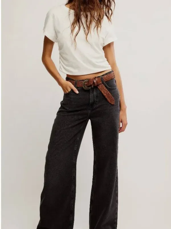 FREE PEOPLE NWT We The Free Stride Straight 'n Wide Jeans / Miles To Go - Image 4
