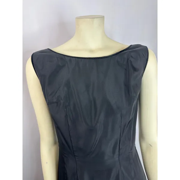 1950s Style Black Velvet Trim Tiered Cocktail Dress Red Tulle Unbranded Small - Image 6