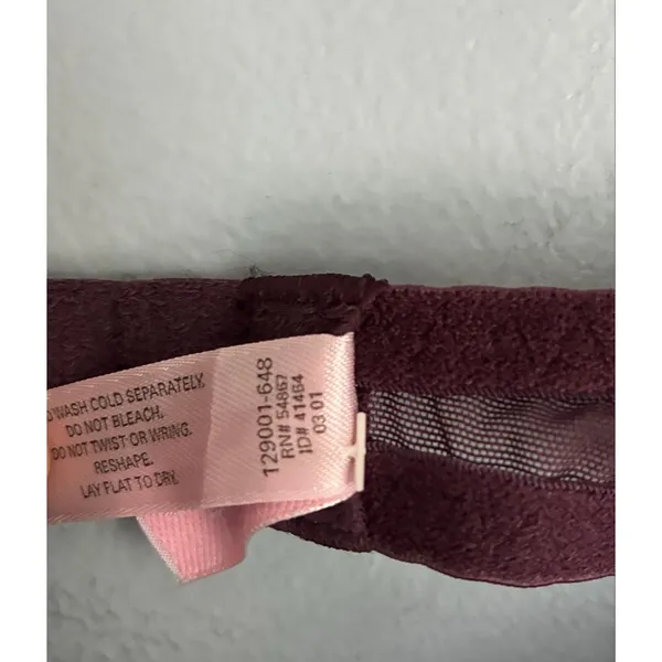 Vintage (01) Victoria's Secret Bra Lined Lace Plum 36A - Image 6